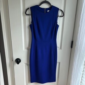 Calvin Klein Blue Sleeveless Sheath Midi Dress